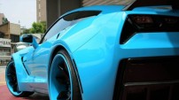 Bodykitli Turkuaz Corvette C7 Stingray Widebody