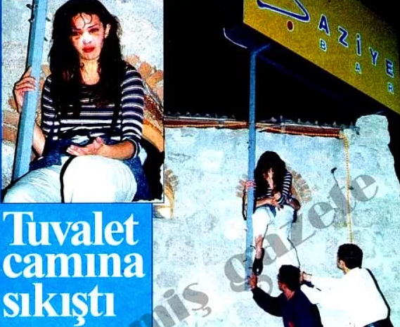 Hande Ataizi'nın tuvalet penceresine sıkışması