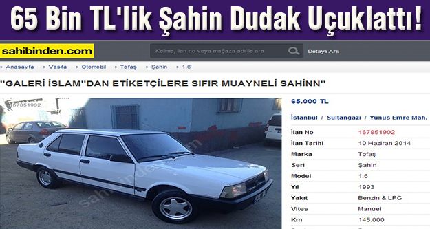 65 Bin Liralık Şahin Dudak Uçuklattı!