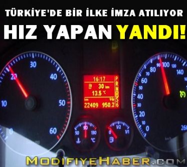 Türkiye'de ilk! Hız yapan sürücü yandı